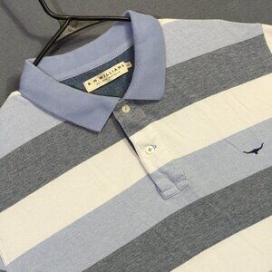 R.M. Williams Polo Shirt Men's 3XL Blue Striped Short Sleeve Cotton Preppy